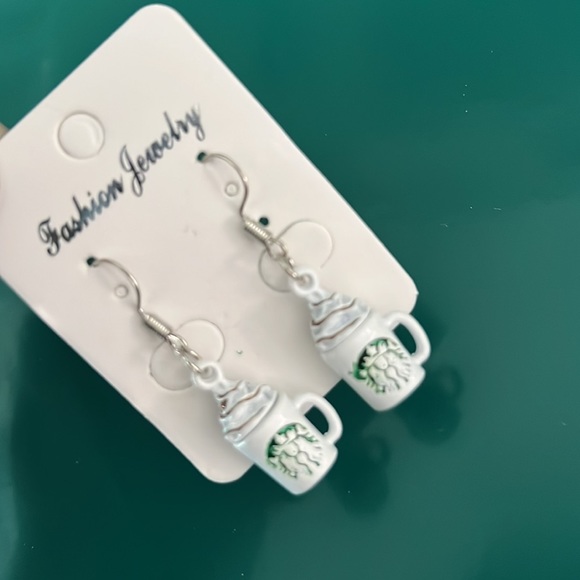 Drop Earrings Cappucino Earrings Coffee Earrings Starbucks 1.5" in. - Picture 4 of 7